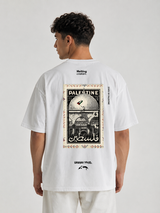 T SHIRT OVERSIZE PALESTINE BLANC