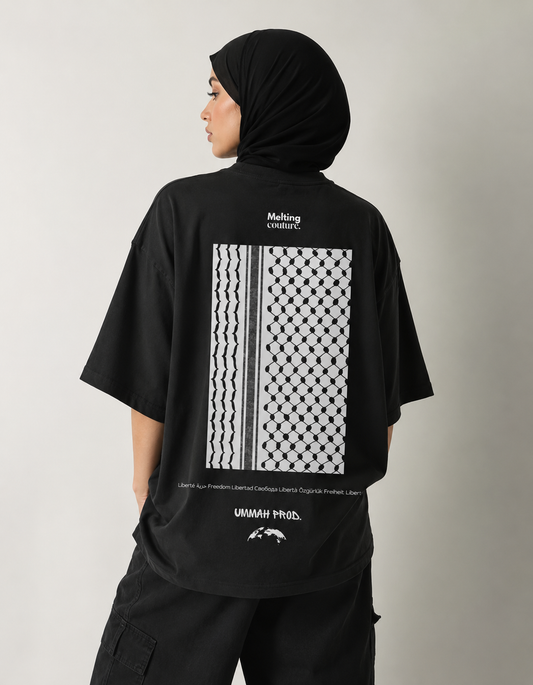 T SHIRT OVERSIZE KEFFIEH NOIR