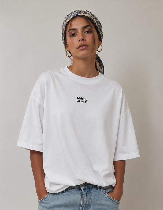 T SHIRT OVERSIZE KEFFIEH BLANC