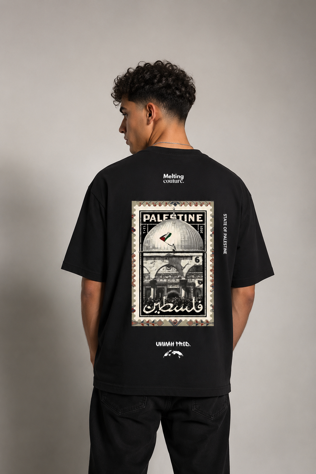 T SHIRT OVERSIZE PALESTINE NOIR