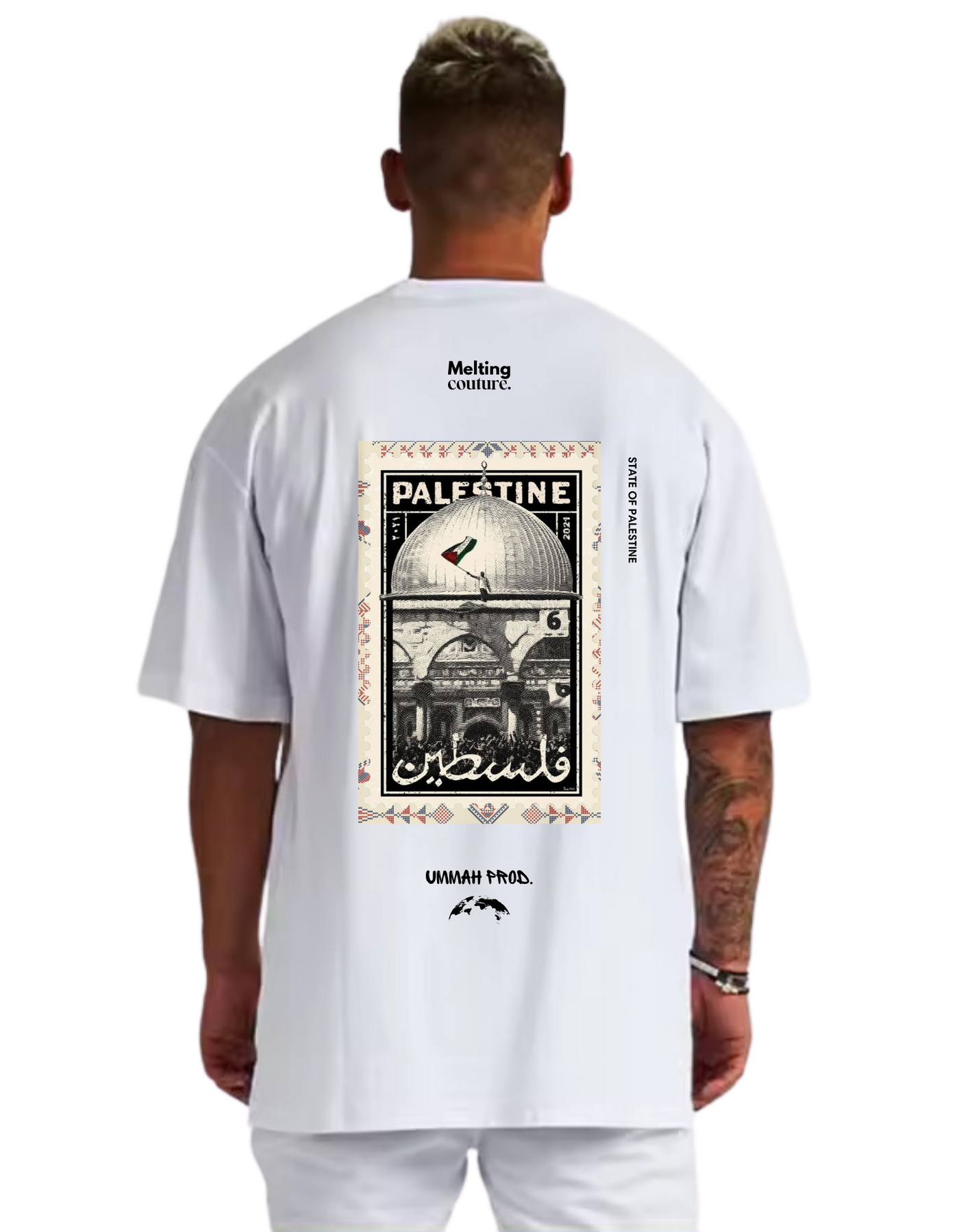 T SHIRT OVERSIZE PALESTINE BLANC