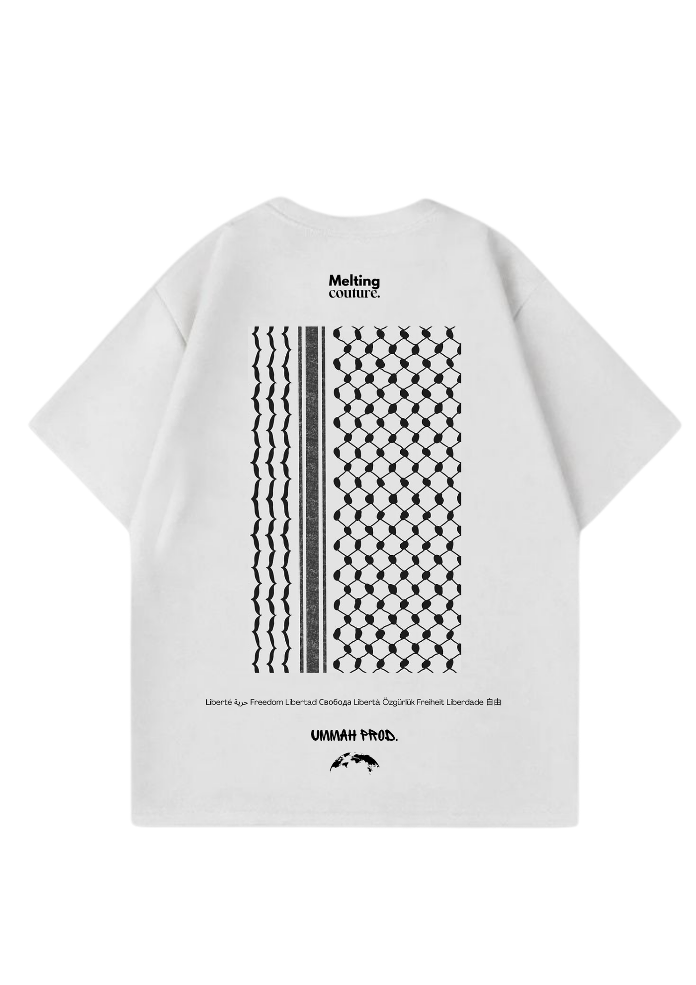 T SHIRT OVERSIZE KEFFIEH BLANC